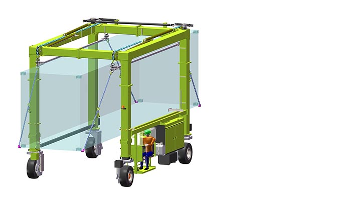 Isoloader EZLift Mini Straddle Carrier for handling and transporting heavy loads